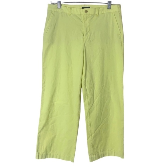 ATM Size 6 Chartreuse/Yellow Enzyme Wash Cropped Spring Summer Pants - Picture 1 of 8